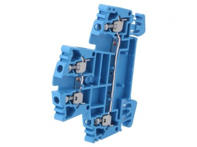Conector Șine 2.5mm2 4 Borne Albastru TS35 foto