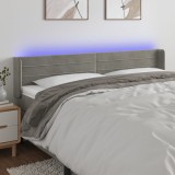 Cumpara ieftin Tăblie de pat cu LED, gri deschis, 163x16x78/88 cm, catifea