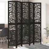 Paravan Camera vidaXL 5 Panouri Negru Lemn Paulownia 175-180x220cm Despartitor Decorativ Pliabil
