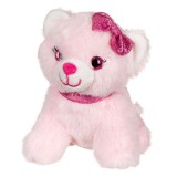 Pisica de plus roz cu funda si zgarda cu sclipici, 14 cm, CMCLASS