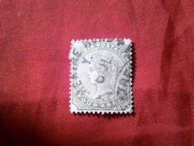 Timbru India 1885 Regina Victoria ,val. 4 anna stampilat foto