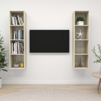 vidaXL Dulapuri TV suspendate 2 buc, stejar sonoma, lemn prelucrat 3079865 foto