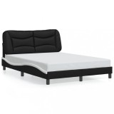 Gossi cadru de pat cu led, negru si alb, 140x200 cm, piele ecologica