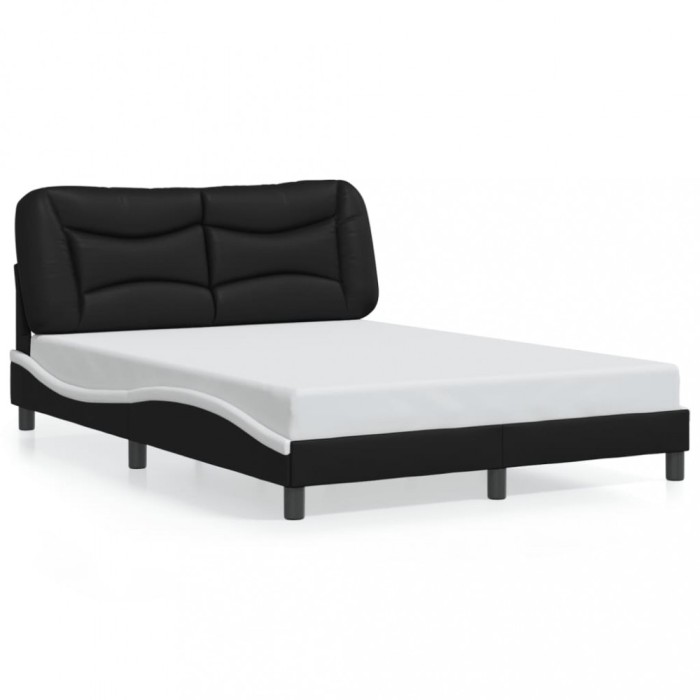 Gossi cadru de pat cu led, negru si alb, 140x200 cm, piele ecologica