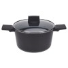 Oala Ceramica 24cm Excellent Houseware, Aluminiu Forjat, Capac Sticla, Inductie, Negru