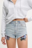 adidas Originals pantaloni scurți jeans Pride x Jeremy Scott neted, high waist, JW0831