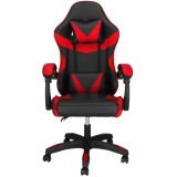 Scaun birou pentru gaming, ergonomic, suport lombar si tetiera, 114-123x55x50 cm, negru si rosu Household NewTrend