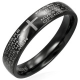 Inel negru din oțel inoxidabil cu text de rugăciune - Marime inel: 49