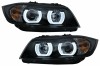 Faruri Xenon U-Led 3D Dual Halo Rims BMW Seria 3 E90 Limuzina E91 Touring (03.2005-08.2008) LHD Negru Performance AutoTuning, KITT