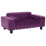 Cumpara ieftin Canapea c&acirc;ini, vișiniu, 81x43x31cm, pluș &amp; piele ecologică