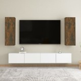 VidaXL Comode TV, 2 buc., stejar fumuriu, 30,5x30x90 cm lemn prelucrat