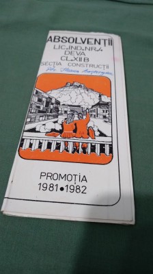 INVITATIE AMINTIRE ABSOLVENTII LICEULUI INDUSTRIAL NR.4 CONSTRUCTII XII B DEVA 1980 -1981 foto