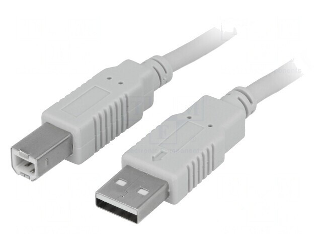 Cablu USB 2.0 A-B 5m Gri Deschis