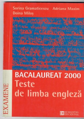 Teste de limba engleza, Bacalaureat 2000 foto