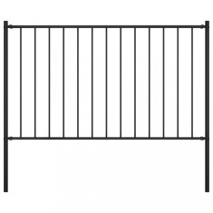 vidaXL Panou de gard cu st&acirc;lpi, negru, 1,7 x 1 m, oțel