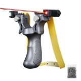 Cumpara ieftin Set prastie plastic cu laser si set 100 bile 9 mm, 11.5 cm, cu boloboc, argintiu