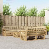 vidaXL Set de canapele de exterior cu pernă 9 pcs Alb și Bej Poliester 3390713