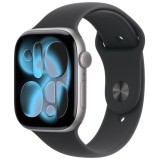 Apple Watch 11 GPS, Carcasa Space Grey Aluminium 46mm, Black Sport Band - S/M