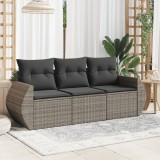 Gossi set canapea de gradina cu perne, 3 piese, gri, poliratan