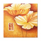 Tablou GIGANT pictat manual living, birou, dormitor, Flori, 100x100cm ulei pe panza, gata de agatat pe perete