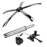 Cumpara ieftin Set placuta balans metalica 25 x 15 cm, baza 60 cm, rolă universală &Oslash;11 mm si cilindru piston, gaz, pentru scaune birou, argintiu, 35 cm