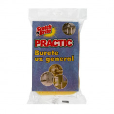 Burete Uz General SCOTCH BRITE Practic, 11.2x6.7x2.5 cm, Culoare Galbena, Burete Super Absorbant, Burete Vase, Burete Bucatarie, Burete Standard, Bure foto