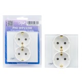 Cumpara ieftin Priza simpla x2 incastrabila PNI WP222W cu rama din sticla culoare alb