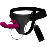 Ham Strap - On HARNESS ATTRACTION - VINCENT, cu dubla penetrare, cu vibrator rabbit, 4 cm si 15 cm