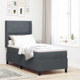 VidaXL Pat cu boxă spring LED și saltea Gri &icirc;nchis 80 x 200 cm Catifea