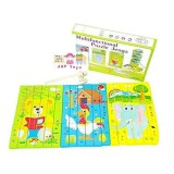 Joc Interactiv 2 in 1, Puzzle din Lemn Multifunctional, Jenga Turnul Instabil