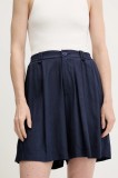 Answear Lab pantaloni scurți cu in culoarea albastru marin, neted, high waist