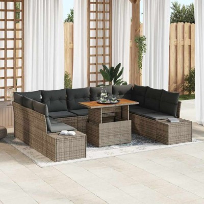 vidaXL Set de masă pentru grădină 10 pcs Gri și Brown 100 x 55 x 73 cm 3350006 foto