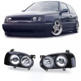 Faruri duble DE H1 H3 negre, pereche, potrivite pentru VW Golf 3 91-97 Performance AutoTuning