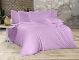 Cumpara ieftin Lenjerie de pat dublu din microfibră, cu 2 fete de perna si cearceaf cu elastic 160x200cm Lila