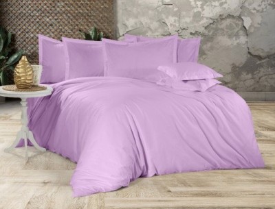 Lenjerie de pat dublu din microfibră, cu 2 fete de perna si cearceaf cu elastic 160x200cm Lila foto