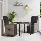 VidaXL Set de masă pentru grădină cu pernă 3 pcs Gri Rattan poli