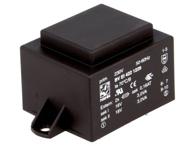 Transformator PCB &amp;icirc;ncapsulat 6VA 230V 18V foto