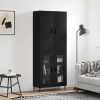 Dulap &icirc;nalt, negru, 69,5x34x180 cm, lemn compozit