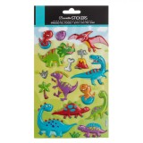 Set Autocolante Dinozauri, 16 Bucăți, Multicolor, Detalii Metalizate, Oem