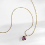 Cumpara ieftin Colier din Argint 925 Placat cu Aur , Lant Fin cu Pandantiv Inima Violet Ametist