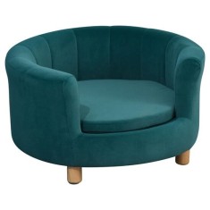 Canapea/pat pentru caine, pisica, catifea si lemn, turcoaz, max 10 kg, 65x37 cm GartenVIP DiyLine foto