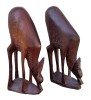 DOUĂ SCULPTURI AFRICANE VINTAGE MODEL ANTILOPE STILIZATE