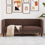 Cumpara ieftin Canapea Chesterfield cu 2 locuri, maro, piele ecologică
