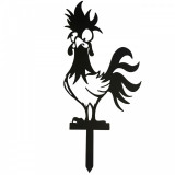 Decoratiune gradina / ghiveci Krodesign Funny Chicken KRO-1134, metal, inaltime 60 cm, VivaTechnix