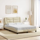 VidaXL Cadru de pat fără saltea, crem, 140x200 cm, textil