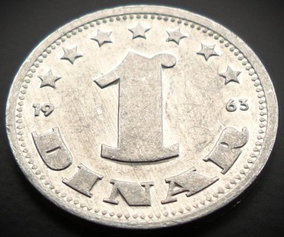 Moneda 1 DINAR - RSF YUGOSLAVIA, anul 1963 * cod 937 = excelenta foto