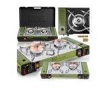 Aragaz de camping cu 2 arzatoare SPARK100 DOUBLE, verde, 2 x 2500 W, MalTec 114503