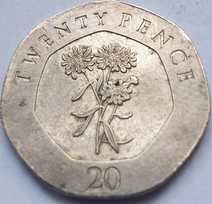 Moneda 20 pence 2015 Gibraltar, Candy tuft flower