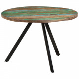 Masa Bucatarie Gossi 110x75 cm Lemn Masiv Reciclat Multicolor Vintage. Blat Robust, Cadru Fier Vopsit. Unicat! 