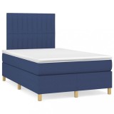 VidaXL Pat cu arcuri, saltea și LED, albastru, 120x190 cm, textil 3270266